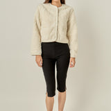 Knit Trim Teddy Jacket