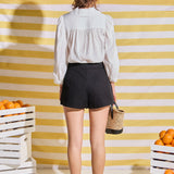 Scalloped Collar Pintuck Detail Blouse