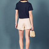 Knitted Collar Button Up Top