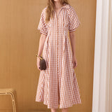 Gingham Check Midi Dress