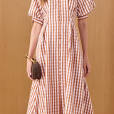 Gingham Check Midi Dress
