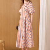 Gingham Check Midi Dress