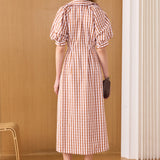 Gingham Check Midi Dress