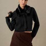 Faux Fur Collar Knit Cardigan
