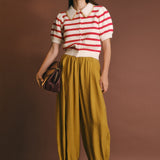 Striped Puff Sleeve Knit Cardigan