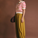 Striped Puff Sleeve Knit Cardigan