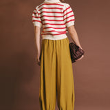 Striped Puff Sleeve Knit Cardigan