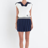 Pleated Mini Knit Skirt
