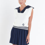 Pleated Mini Knit Skirt