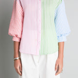 Seersucker Striped Colorblock Shirt