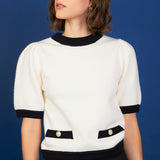 Combo Puff Sleeves Knit