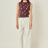 Embroidered Heart Knit Vest