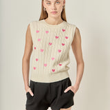 Embroidered Heart Knit Vest