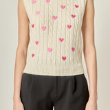 Embroidered Heart Knit Vest