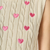 Embroidered Heart Knit Vest