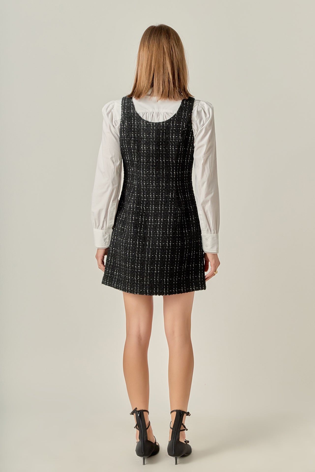 Tweed Sleeveless Mini Dress – English Factory