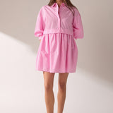 Stripe Puff Sleeve Shirt Dress