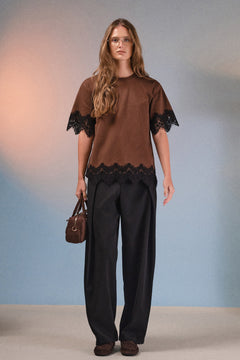 Satin Lace Trim Top