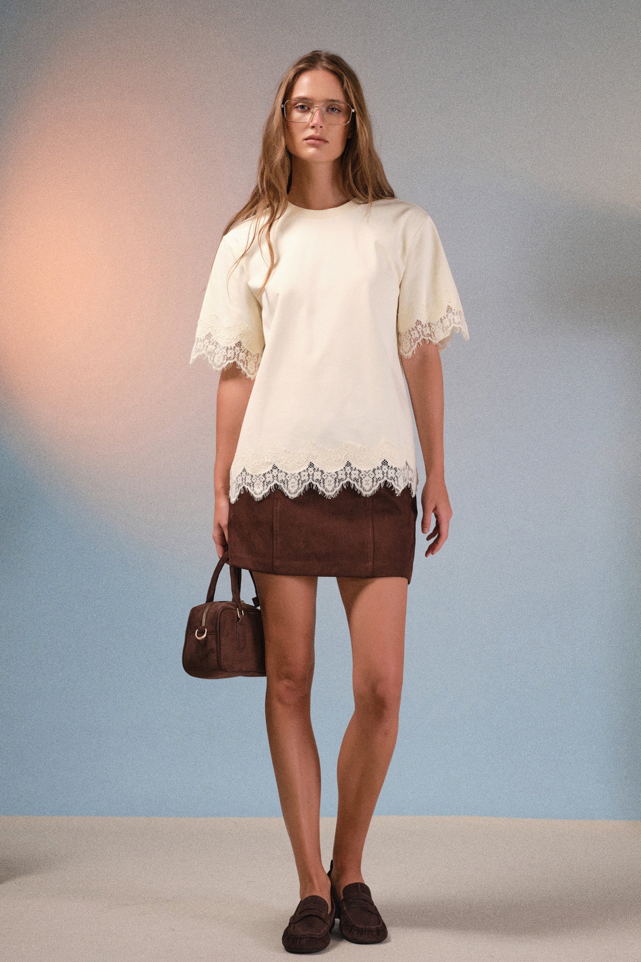 Satin Lace Trim Top