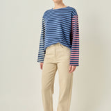Mixed Stripe Long Sleeve Top