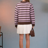 Pleated Hem Polo Knit Mini Dress