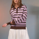 Pleated Hem Polo Knit Mini Dress