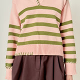 Whipstitch Striped Polo Sweater