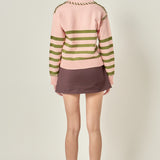 Whipstitch Striped Polo Sweater