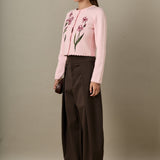 Floral Embroidered Knit Cardigan