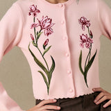 Floral Embroidered Knit Cardigan