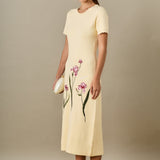 Floral Embroidered Knit Midi Dress