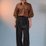 Pinstripe Balloon Sleeve Shirt