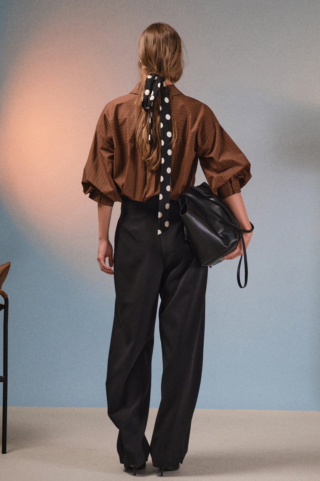 Pinstripe Balloon Sleeve Shirt | English Factory