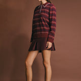 Striped Polo Knit Long Sleeve Top