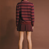 Striped Polo Knit Long Sleeve Top