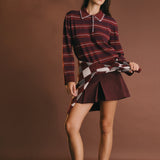 Striped Polo Knit Long Sleeve Top