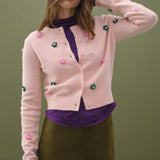 Beaded Floral Knit Cardigan