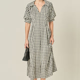 Gingham Puff Sleeve Dress