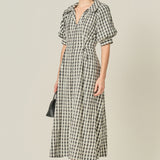 Gingham Puff Sleeve Dress