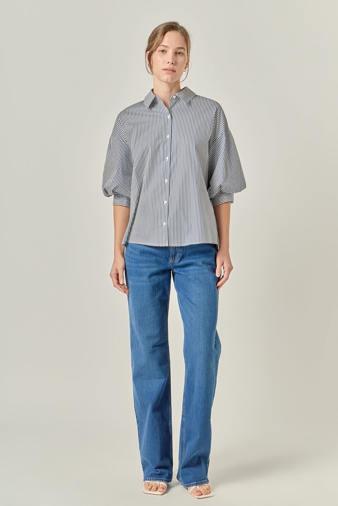 Stripe Balloon Sleeve Shirt – English Factory