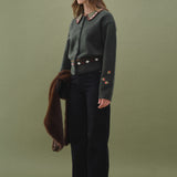 Collar Detail Embroidered Cardigan