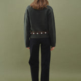 Collar Detail Embroidered Cardigan