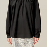 Rhinestone Button Pointed Shirt Blouse