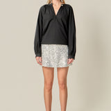 Rhinestone Button Pointed Shirt Blouse