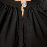 Rhinestone Button Pointed Shirt Blouse