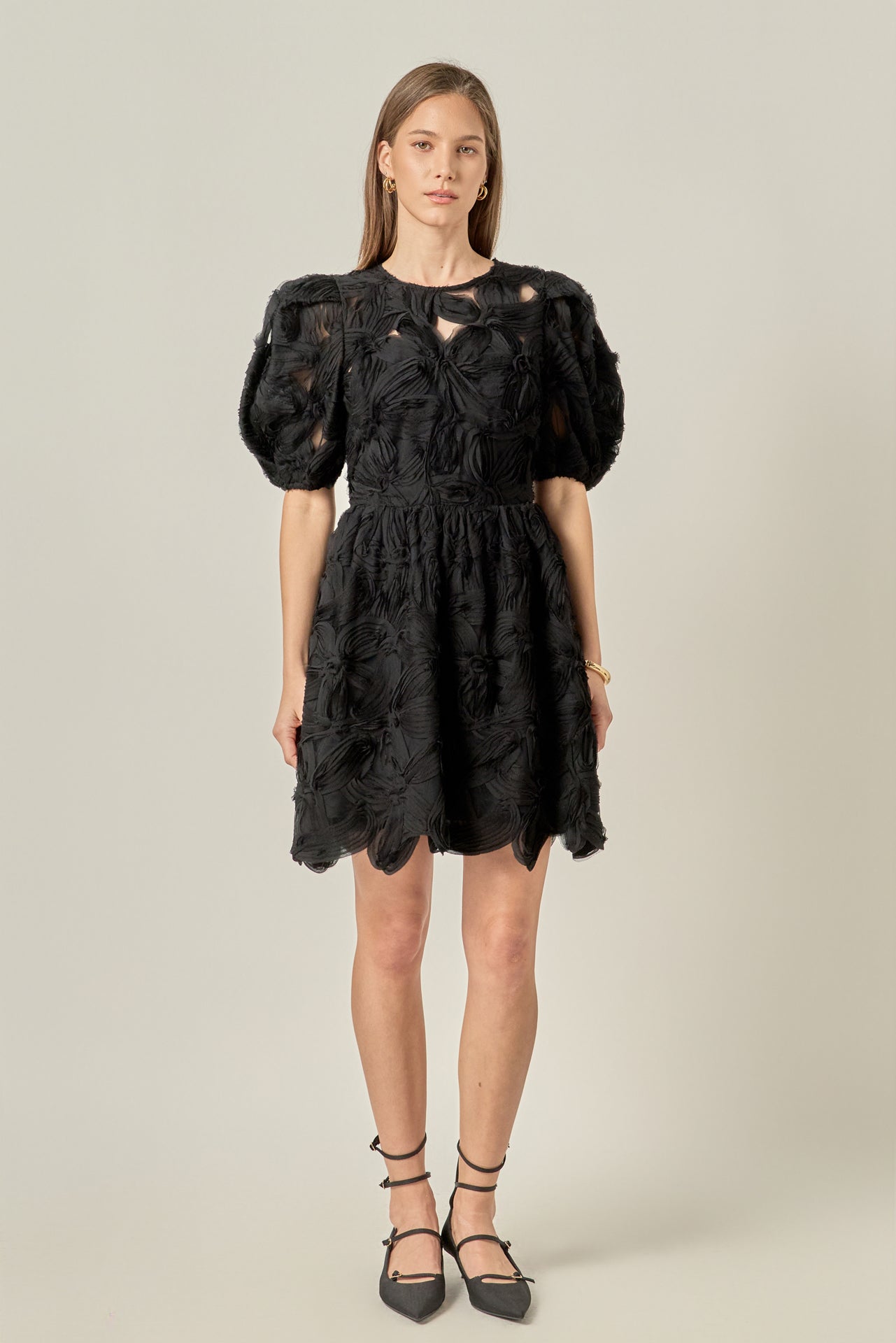 Flower Embellished Mini Dress – English Factory