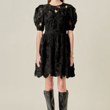 Flower Embellished Mini Dress