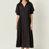 Seersucker Check Midi Dress