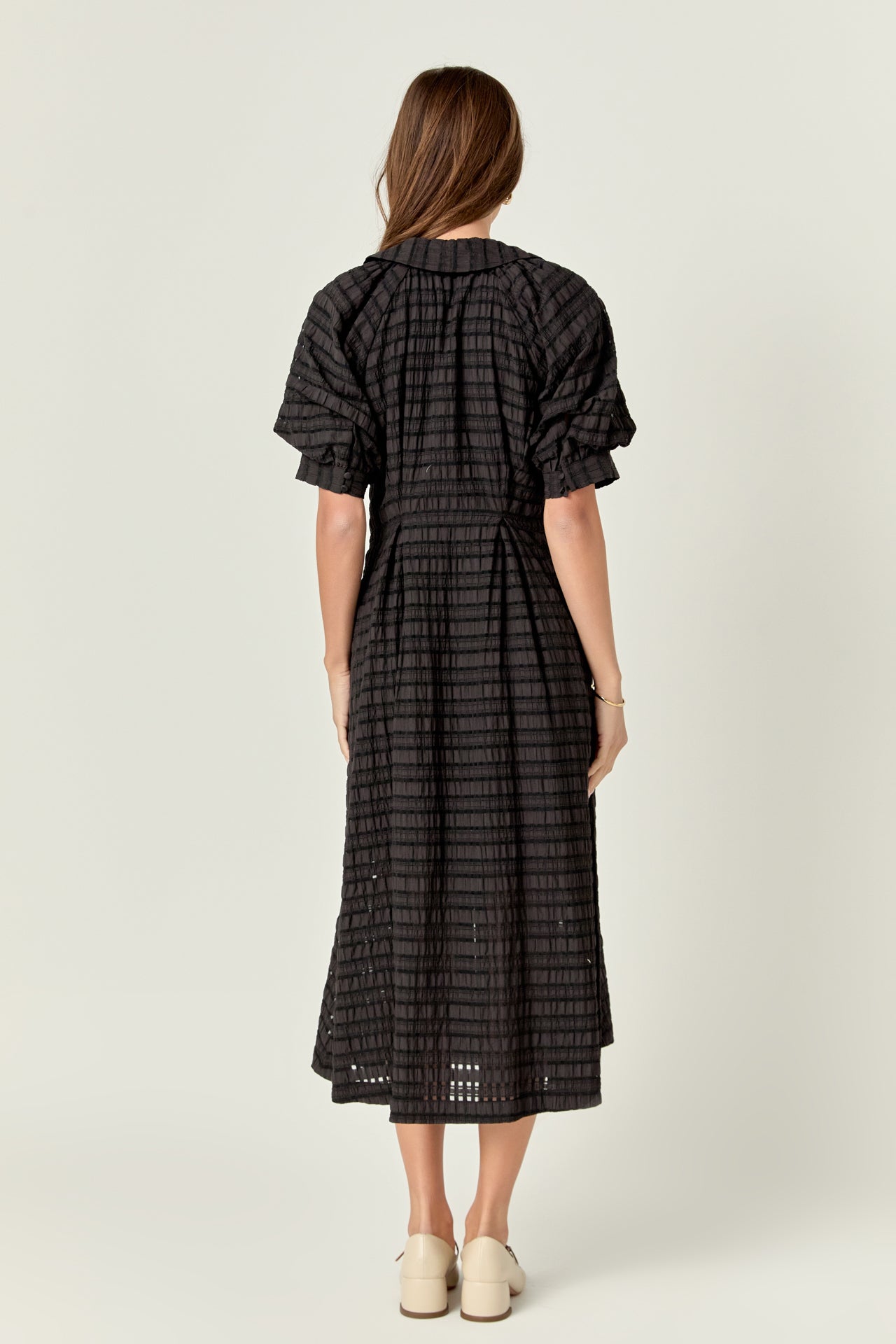 Seersucker Check Midi Dress – English Factory