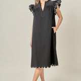 Scallop Midi Dress